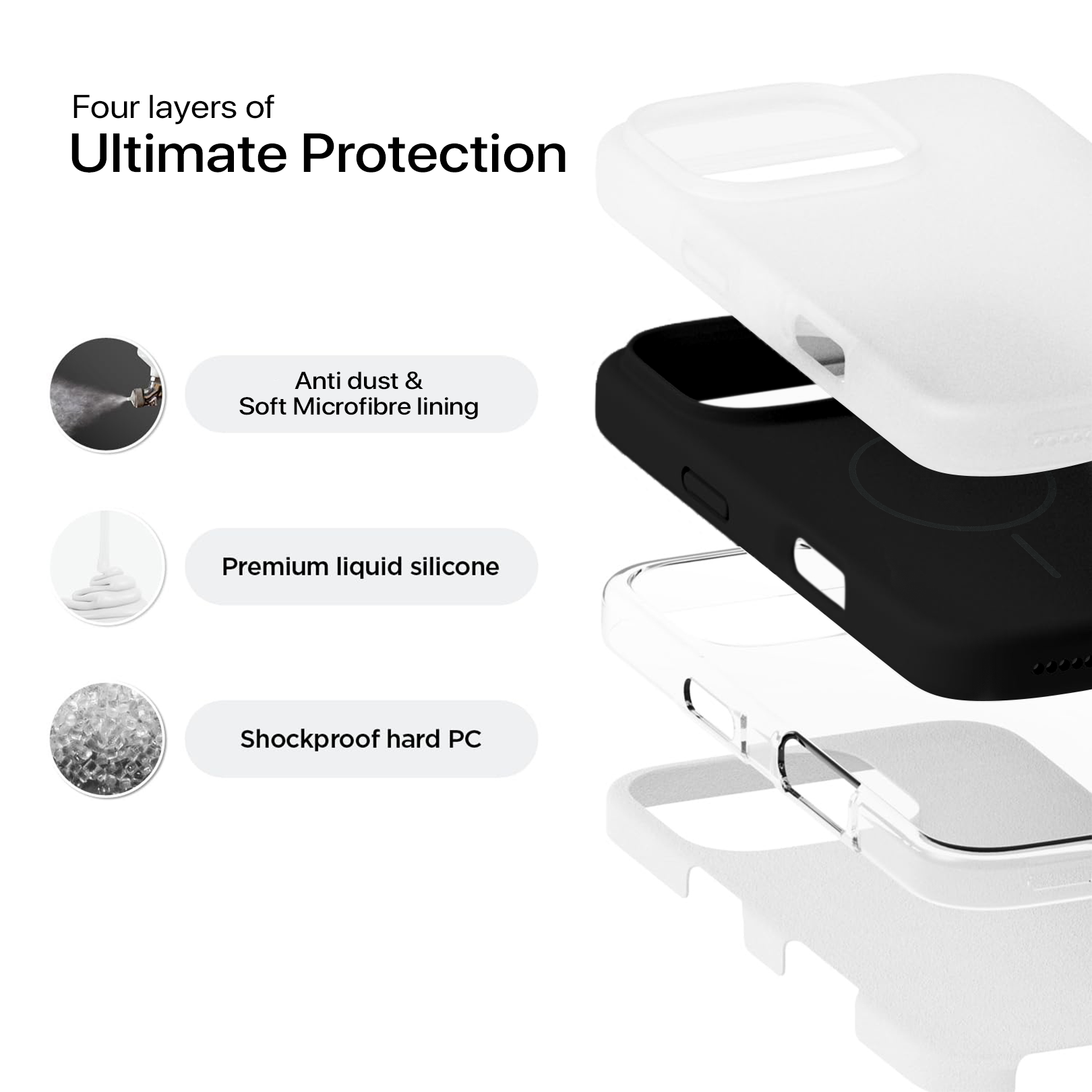 Anti Dust Magsafe Silicone Case - Iphone 14 (Black)