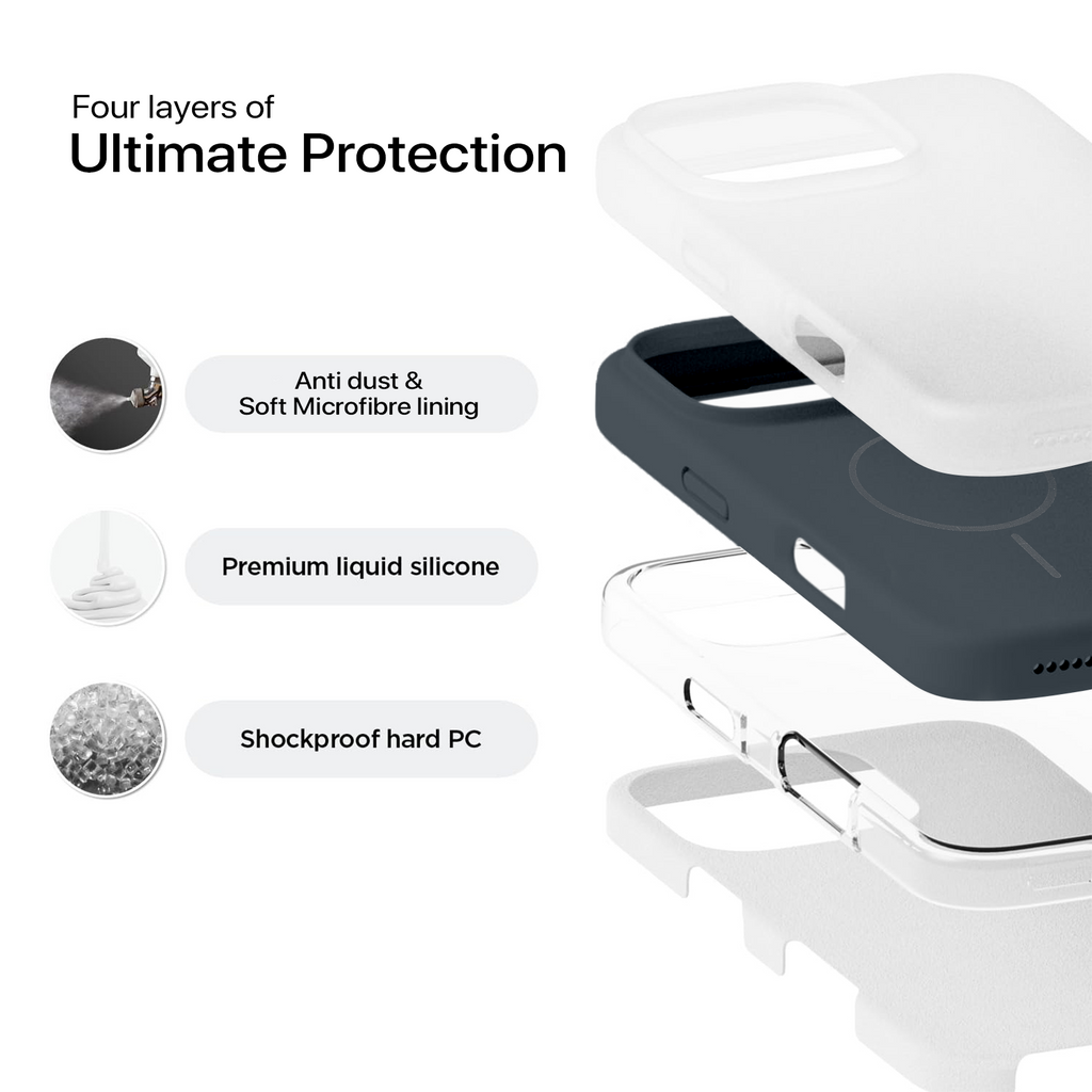 Anti Dust Magsafe Silicone Case - Iphone 16 pro Max ( Grey)