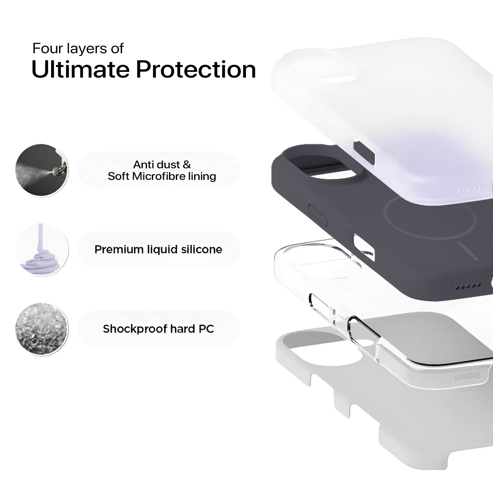 Anti Dust Magsafe Silicone Case - Iphone 16 (Grey)