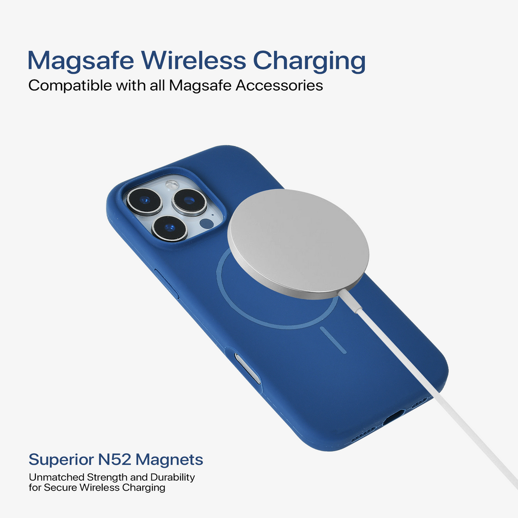 Anti Dust Magsafe Silicone Case - Iphone 15 Pro (Denim Blue)