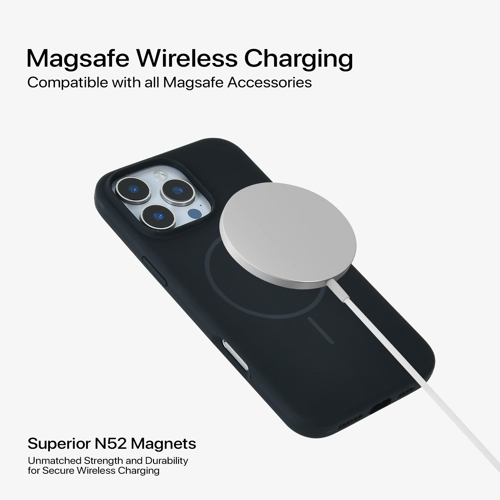 Anti Dust Magsafe Silicone Case - Iphone 16 pro Max ( Black)