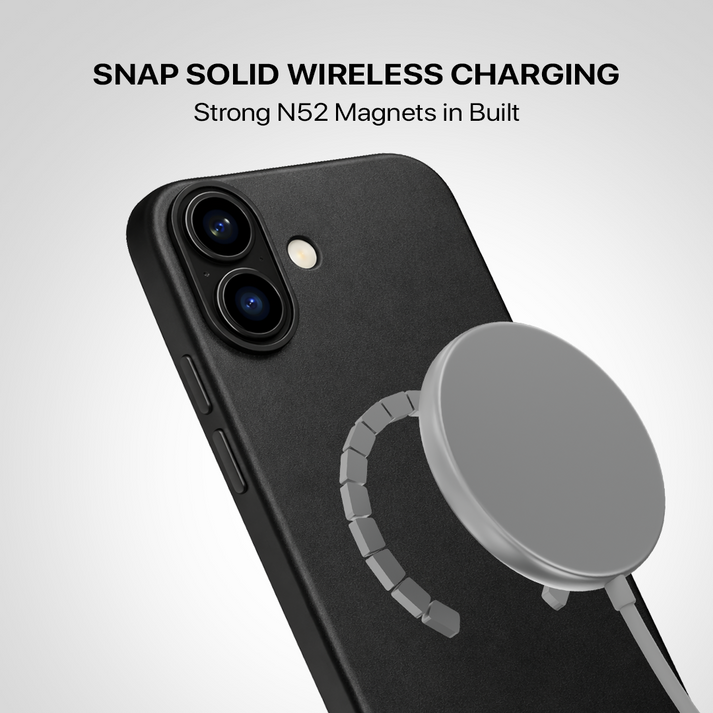 Signature Leather Magsafe Case - Iphone 17 ( Royal Black )