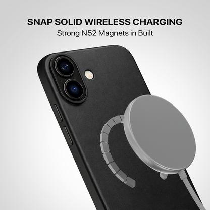 Signature Leather Magsafe Case - Iphone 17 ( Royal Black )