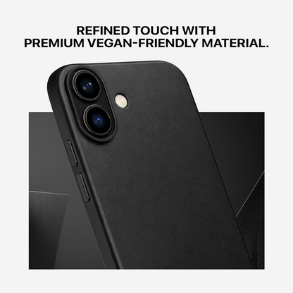 Signature Leather Magsafe Case - Iphone 17 ( Royal Black )